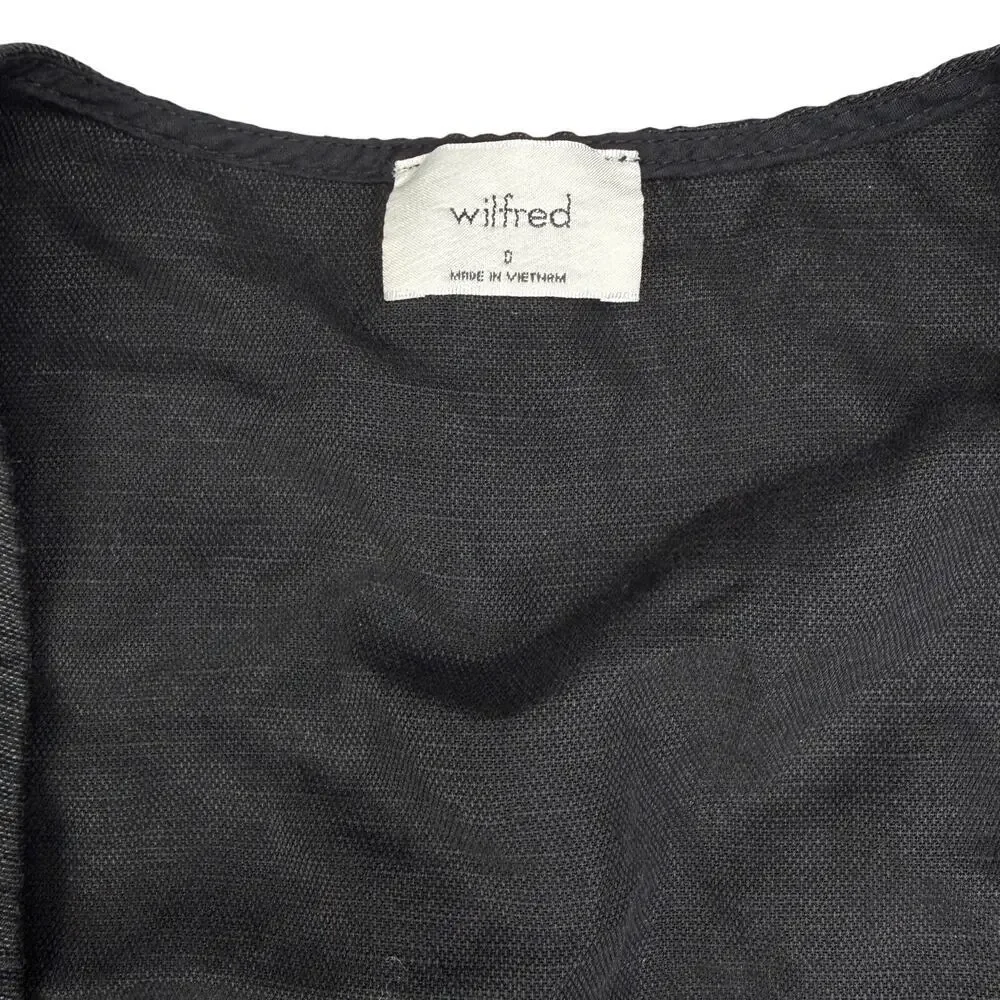 WILFRED Aritzia Brax Linen Blend Wrap Wide Leg Cut Out Jumpsuit Size 0 Black